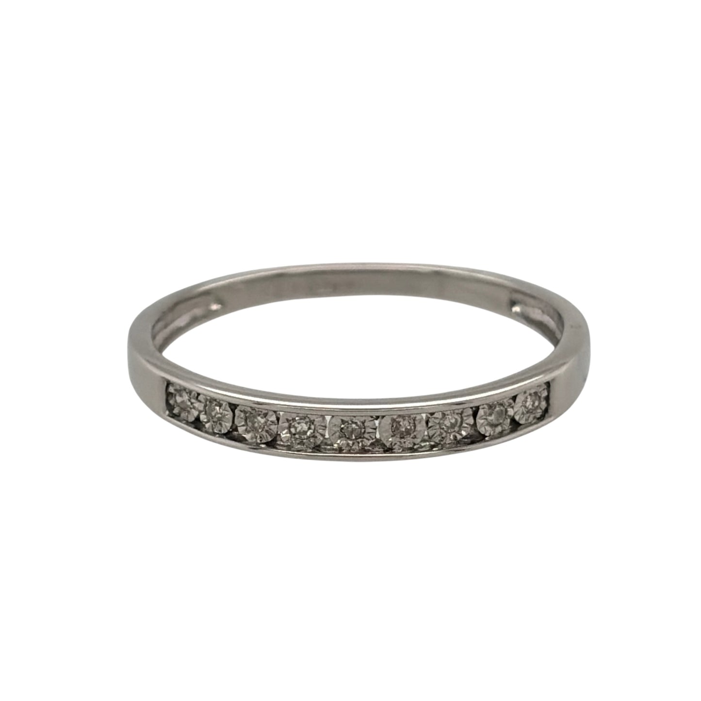 9ct White Gold & Diamond Band Ring