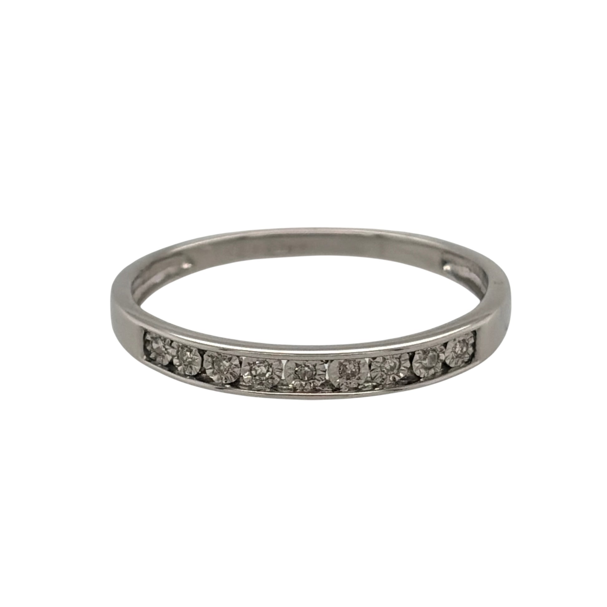 9ct White Gold & Diamond Band Ring