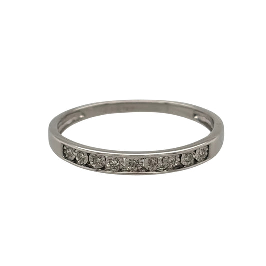 9ct White Gold & Diamond Band Ring