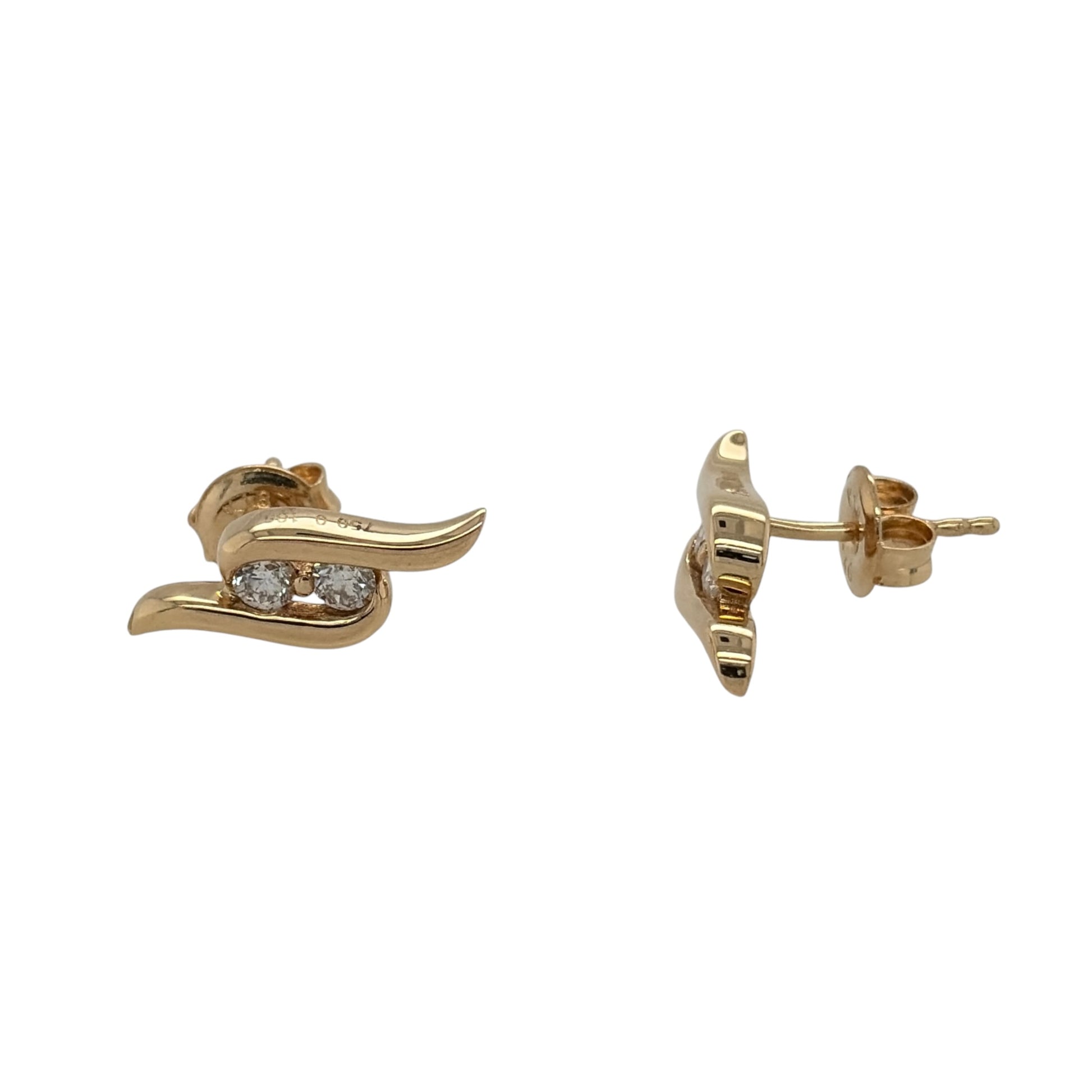 18ct Gold & Diamond Wrap Around Stud Earrings