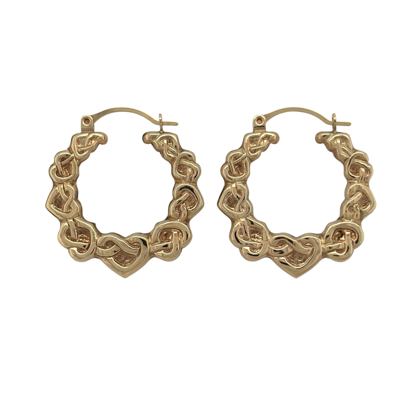 9ct Gold Celtic Heart Hoop Creole Earrings