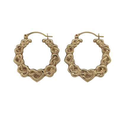 9ct Gold Celtic Heart Hoop Creole Earrings