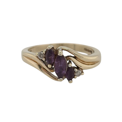 9ct Gold Diamond & Amethyst Ring
