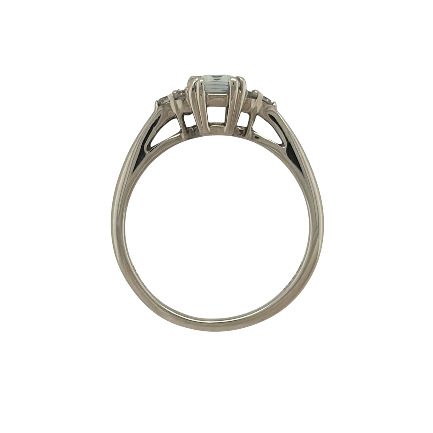 9ct White Gold Diamond & Aqua Ring