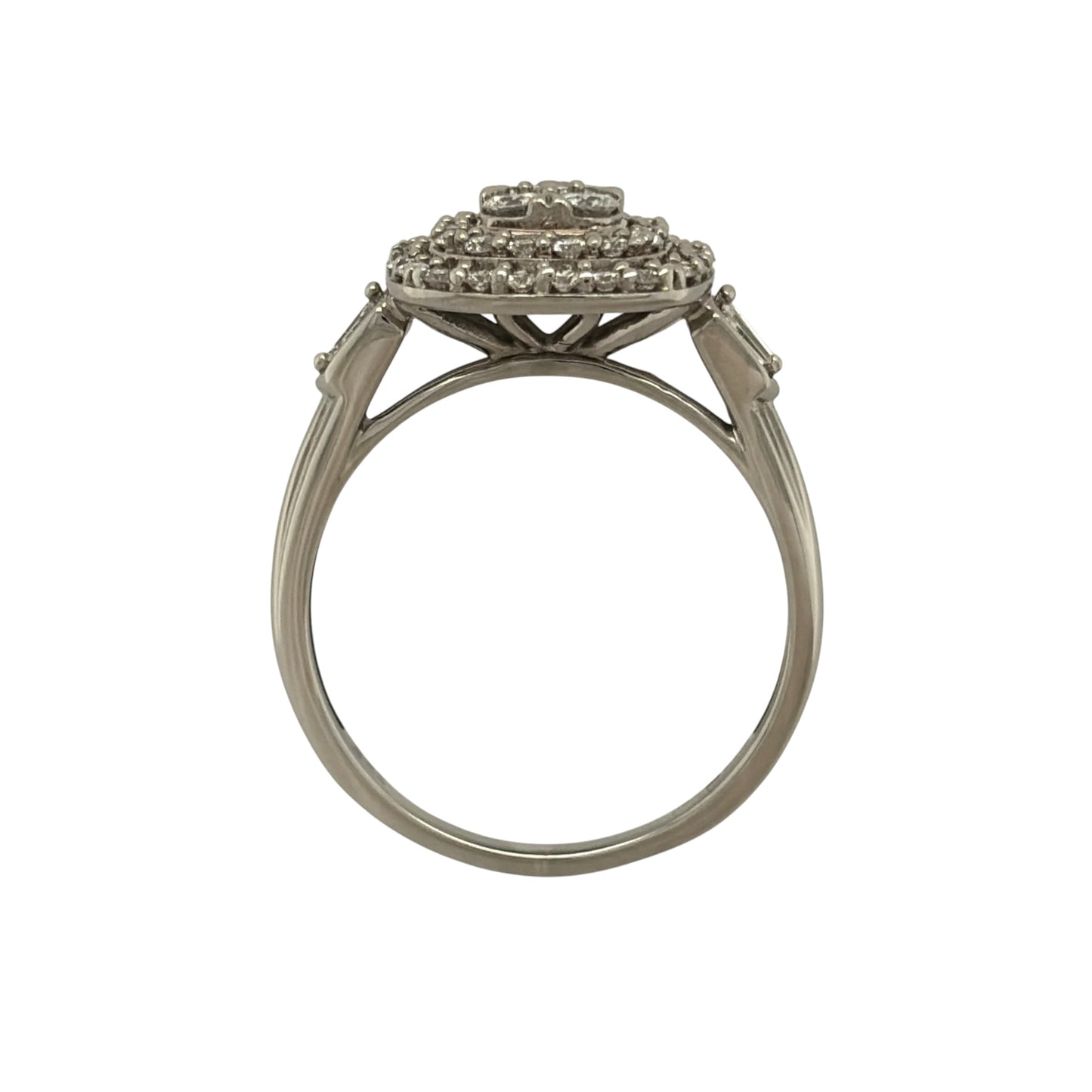 9ct White Gold & Diamond Halo Cluster Ring