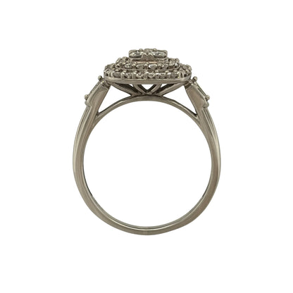9ct White Gold & Diamond Halo Cluster Ring
