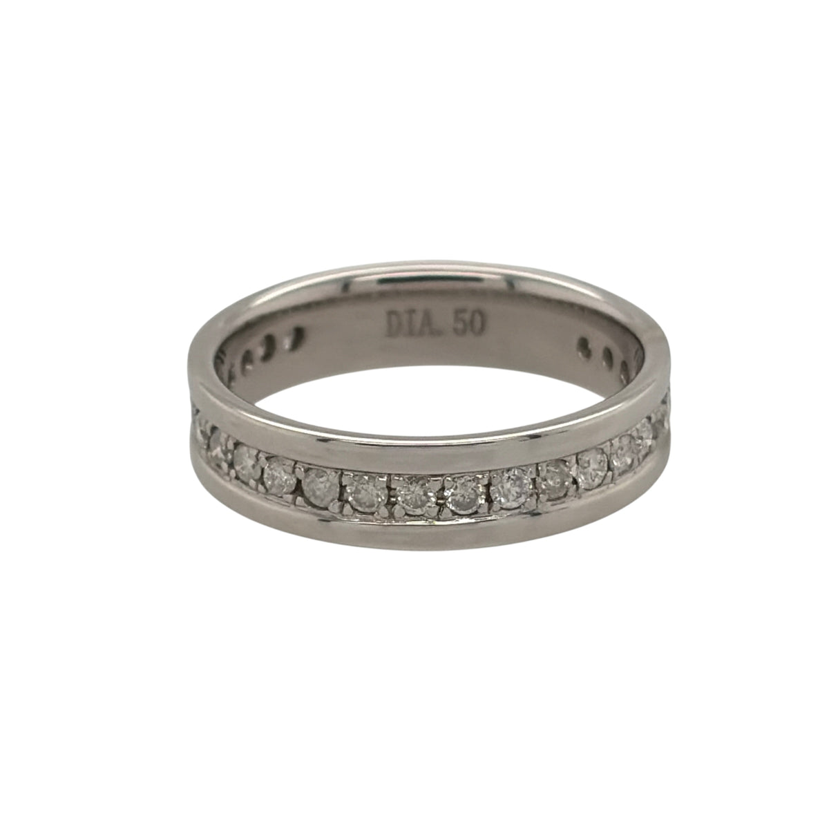 9ct White Gold & Diamond Band Ring
