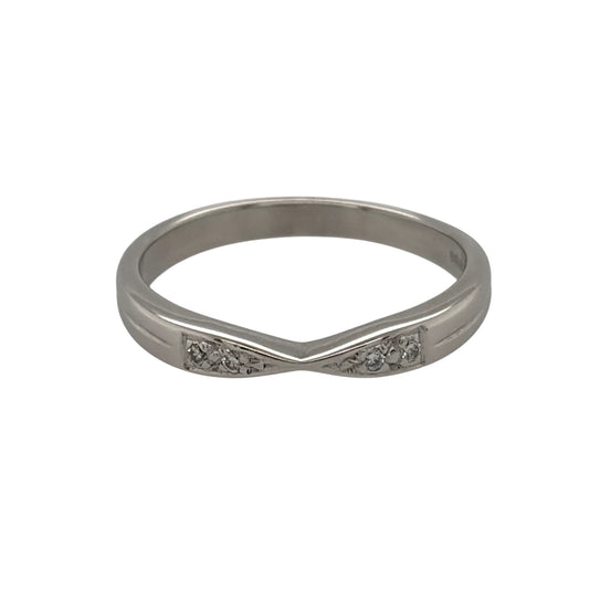 9ct White Gold & Diamond Band Ring