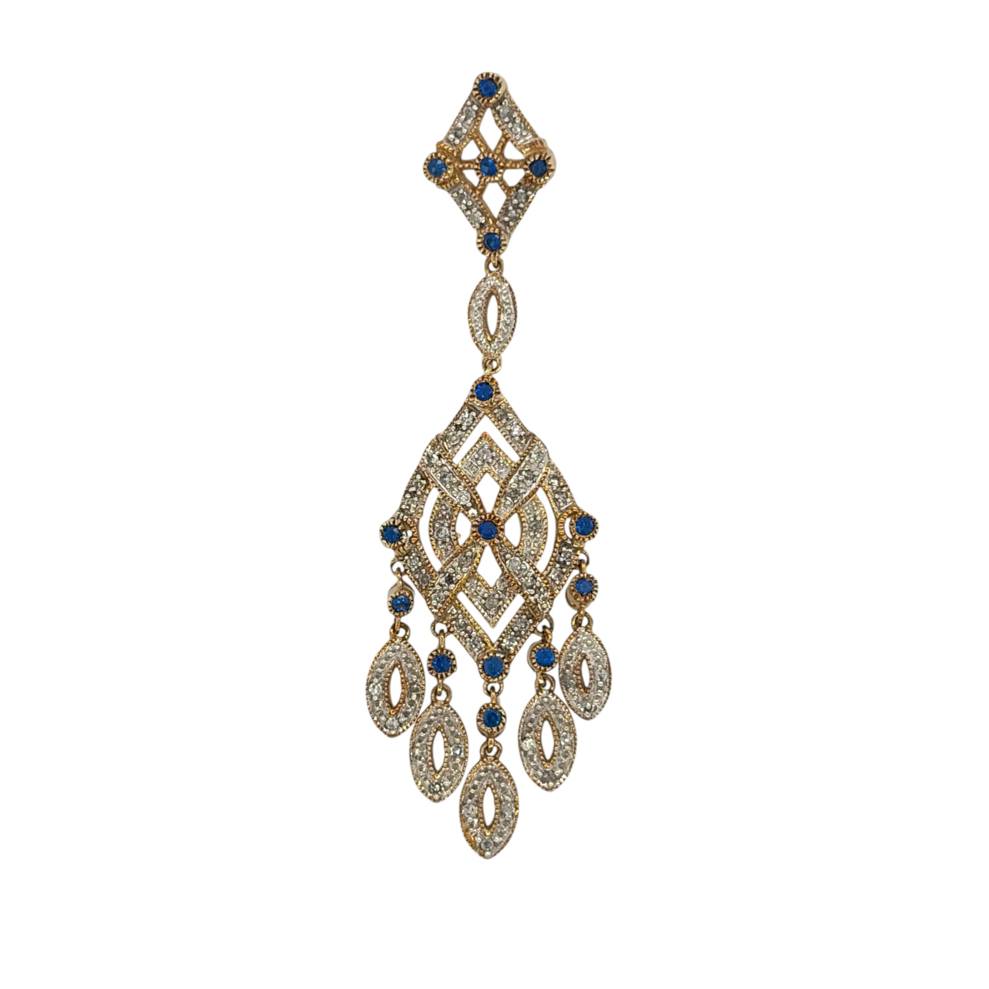 9ct Gold Diamond & Blue Stone Fancy Pendant