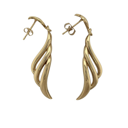 9ct Gold Wave Style Drop Earrings