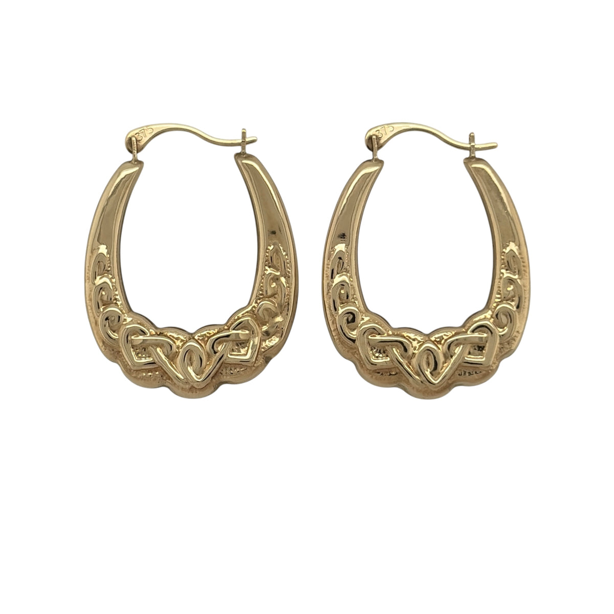 9ct Gold Celtic Knot Oval Creole Earrings