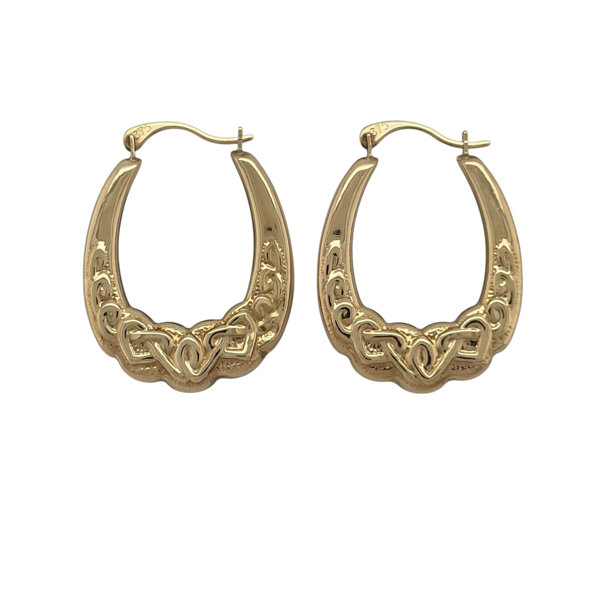 9ct Gold Celtic Knot Oval Creole Earrings