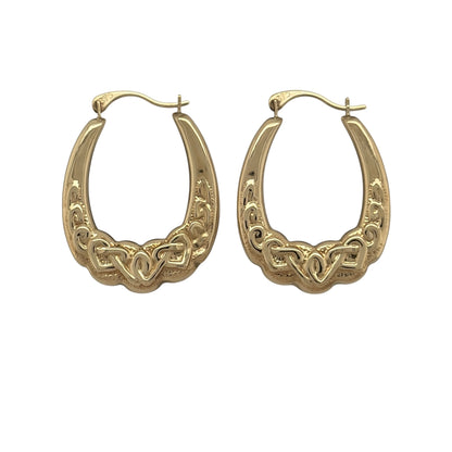 9ct Gold Celtic Knot Oval Creole Earrings