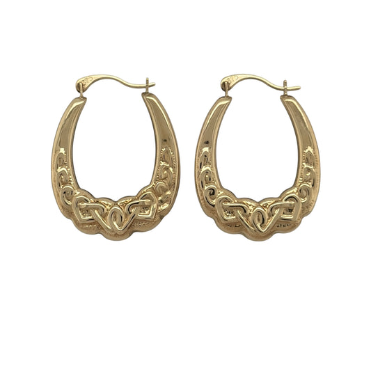 9ct Gold Celtic Knot Oval Creole Earrings