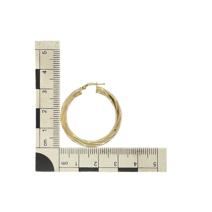 9ct Gold Twisted Flat Hoop Creole Earrings