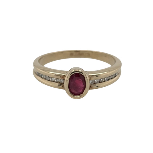9ct Gold Diamond & Ruby Ring