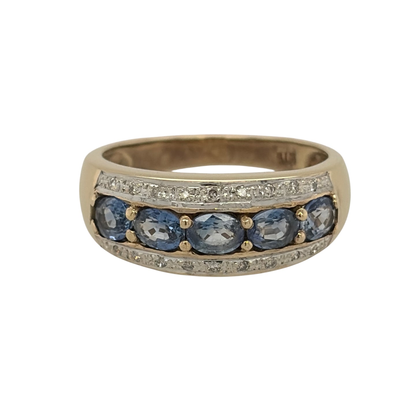 9ct Gold Diamond & Sapphire Band Ring