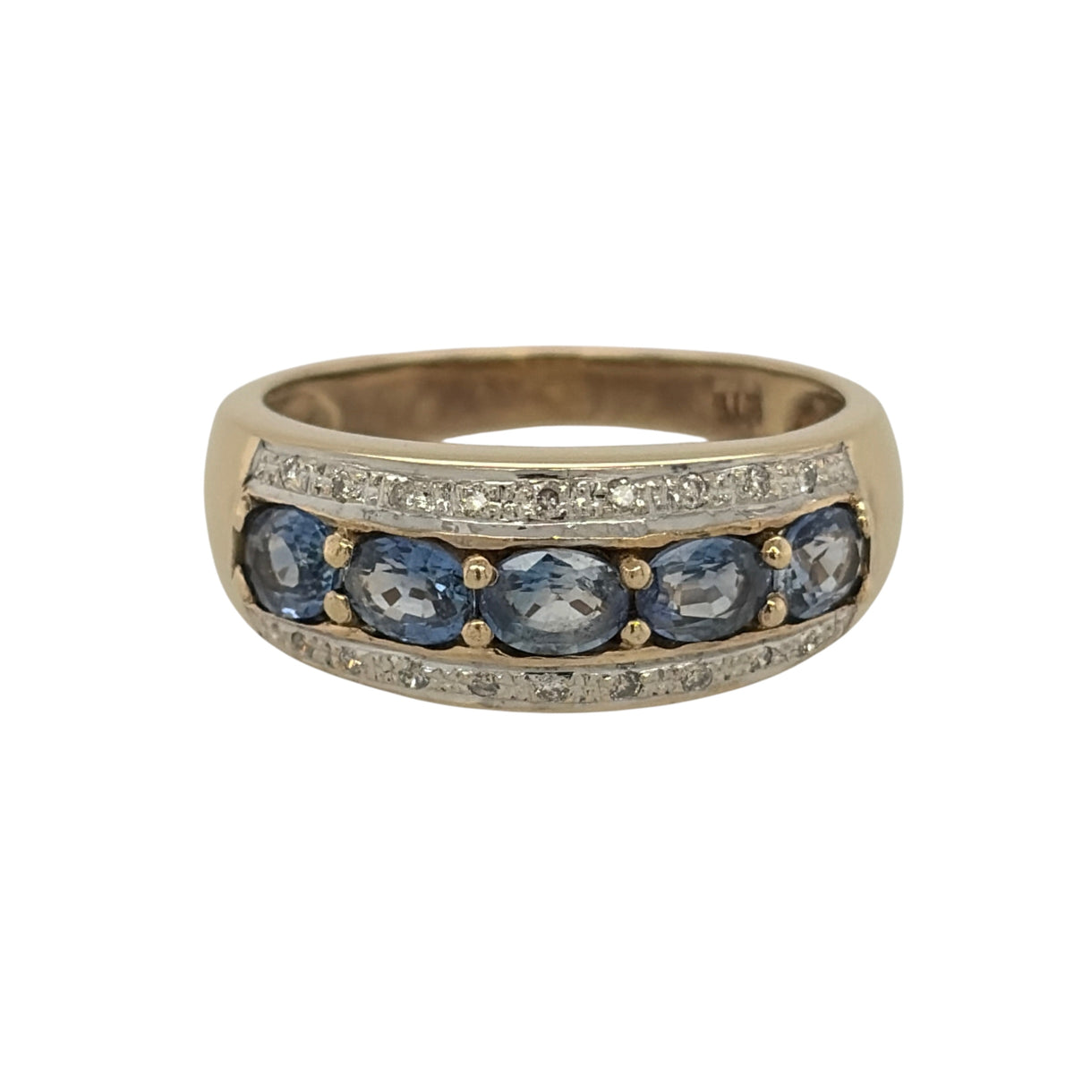 9ct Gold Diamond & Sapphire Band Ring