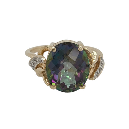 9ct Gold Diamond & Mystic Topaz Ring