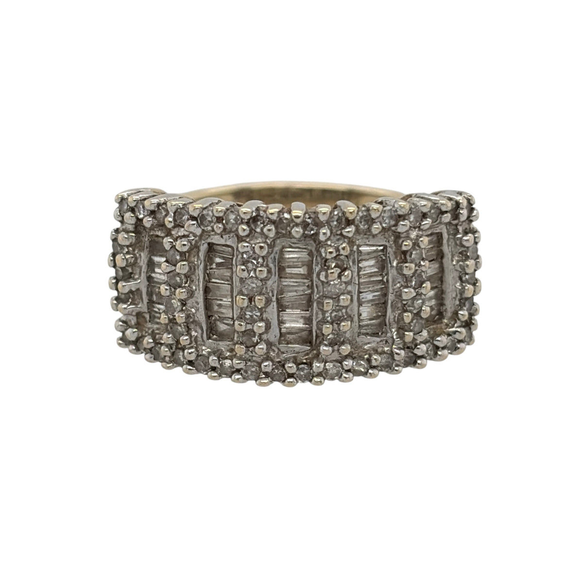 9ct Gold & Diamond Cluster Wide Band Ring