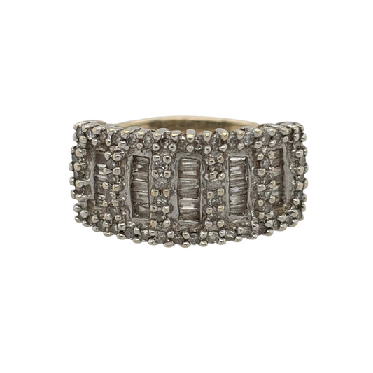 9ct Gold & Diamond Cluster Wide Band Ring