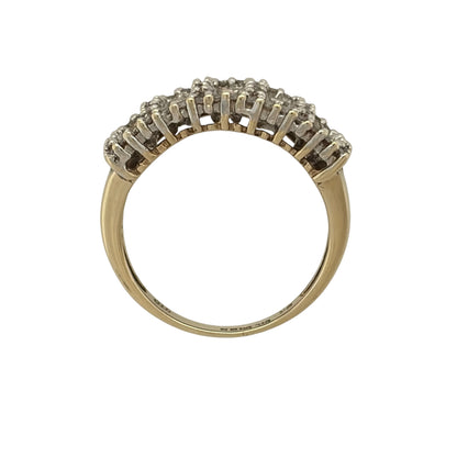 9ct Gold & Diamond Cluster Wide Band Ring