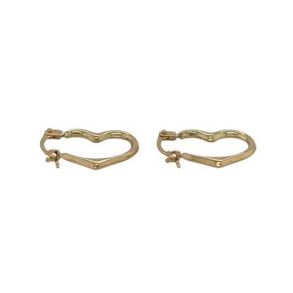 New 9ct Gold Heart Creole Earrings with the weight 0.40 grams and approx 1.4cm diameter