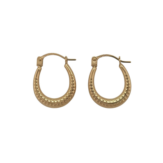 9ct Gold Milgrain Textured Oval Creole Earrings