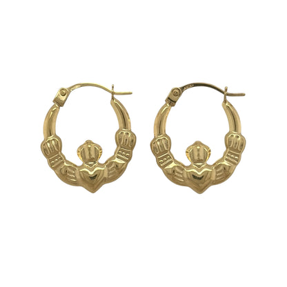 9ct Gold Claddagh Creole Earrings