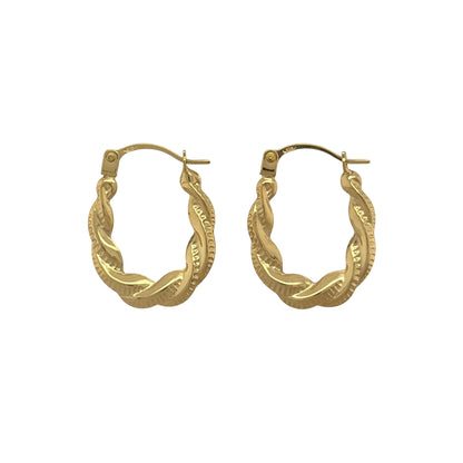 9ct Gold Twisted Oval Creole Earrings