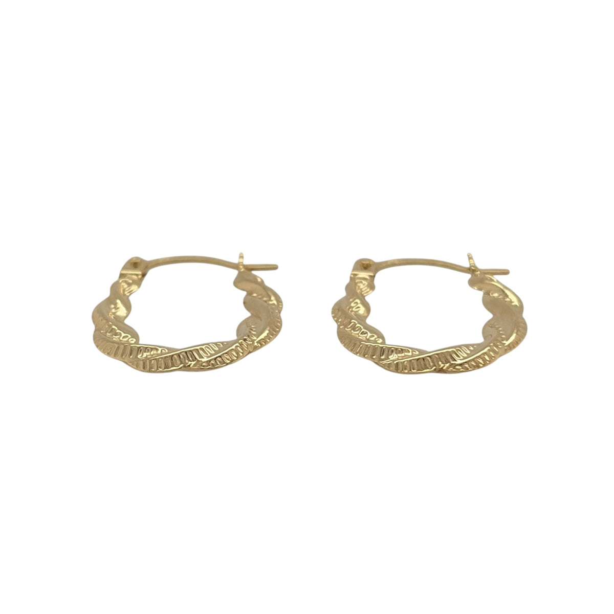 New 9ct Yellow Gold Twisted Oval Creole Earrings with the weight 0.40 grams and approx 1.7cm height