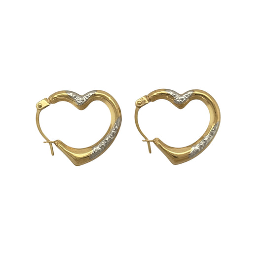 9ct Gold Heart Creole Earrings