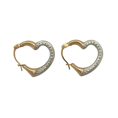 9ct Gold Heart Creole Earrings