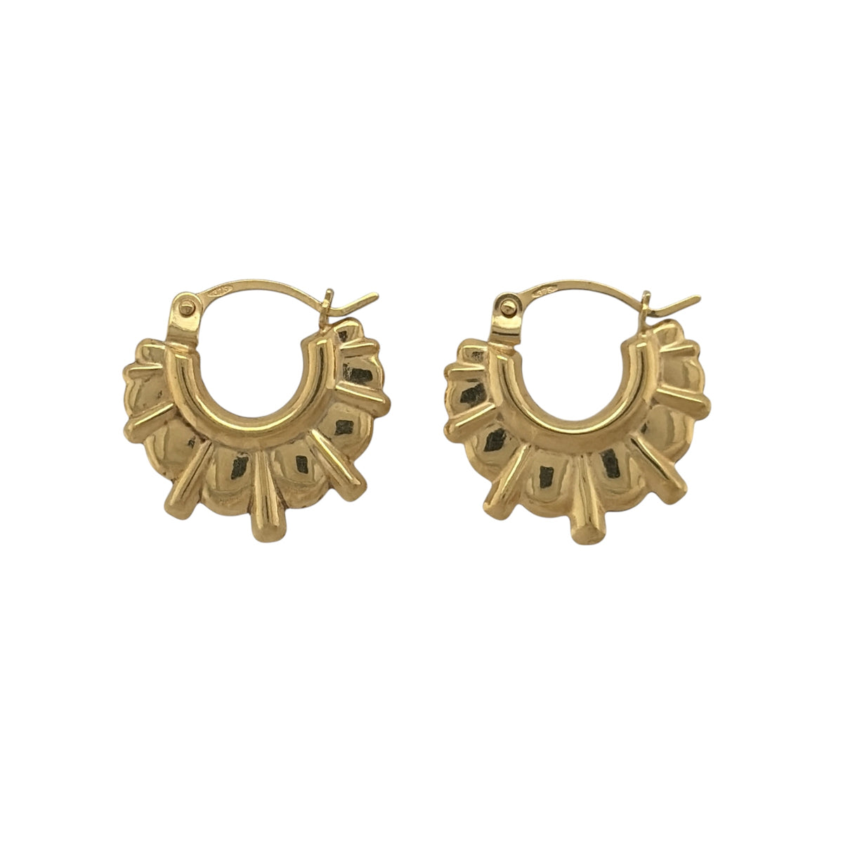 9ct Gold Victorian Style Spike Creole Earrings