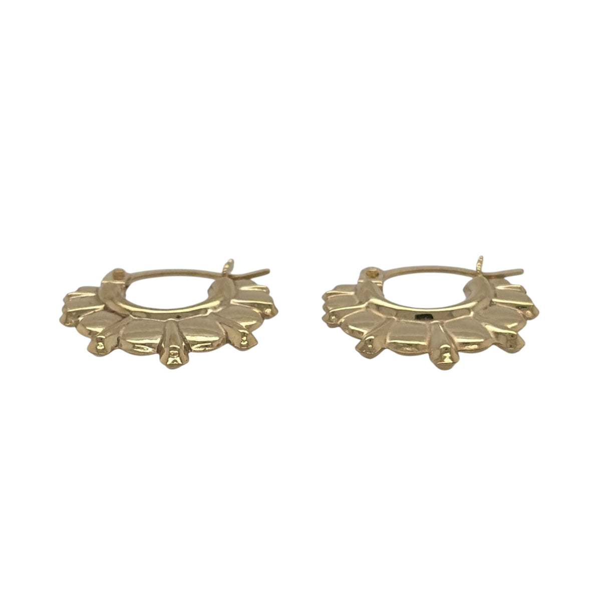 9ct Gold Victorian Style Spike Creole Earrings