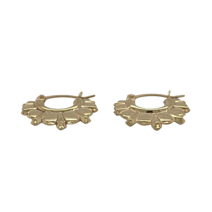 9ct Gold Victorian Style Spike Creole Earrings