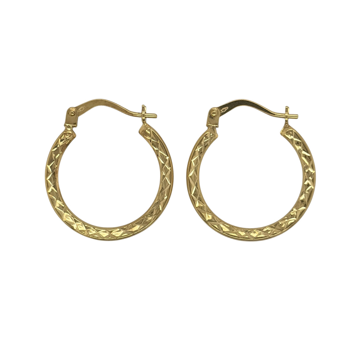 9ct Gold Diamond Cut Hoop Creole Earrings