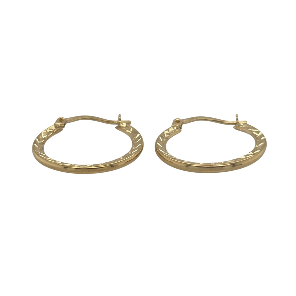 New 9ct Gold Diamond Cut Hoop Creole Earrings with the weight 0.50 grams and approx 1.8cm diameter