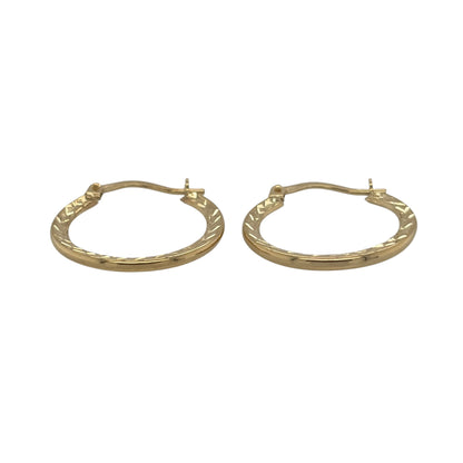 New 9ct Gold Diamond Cut Hoop Creole Earrings with the weight 0.50 grams and approx 1.8cm diameter