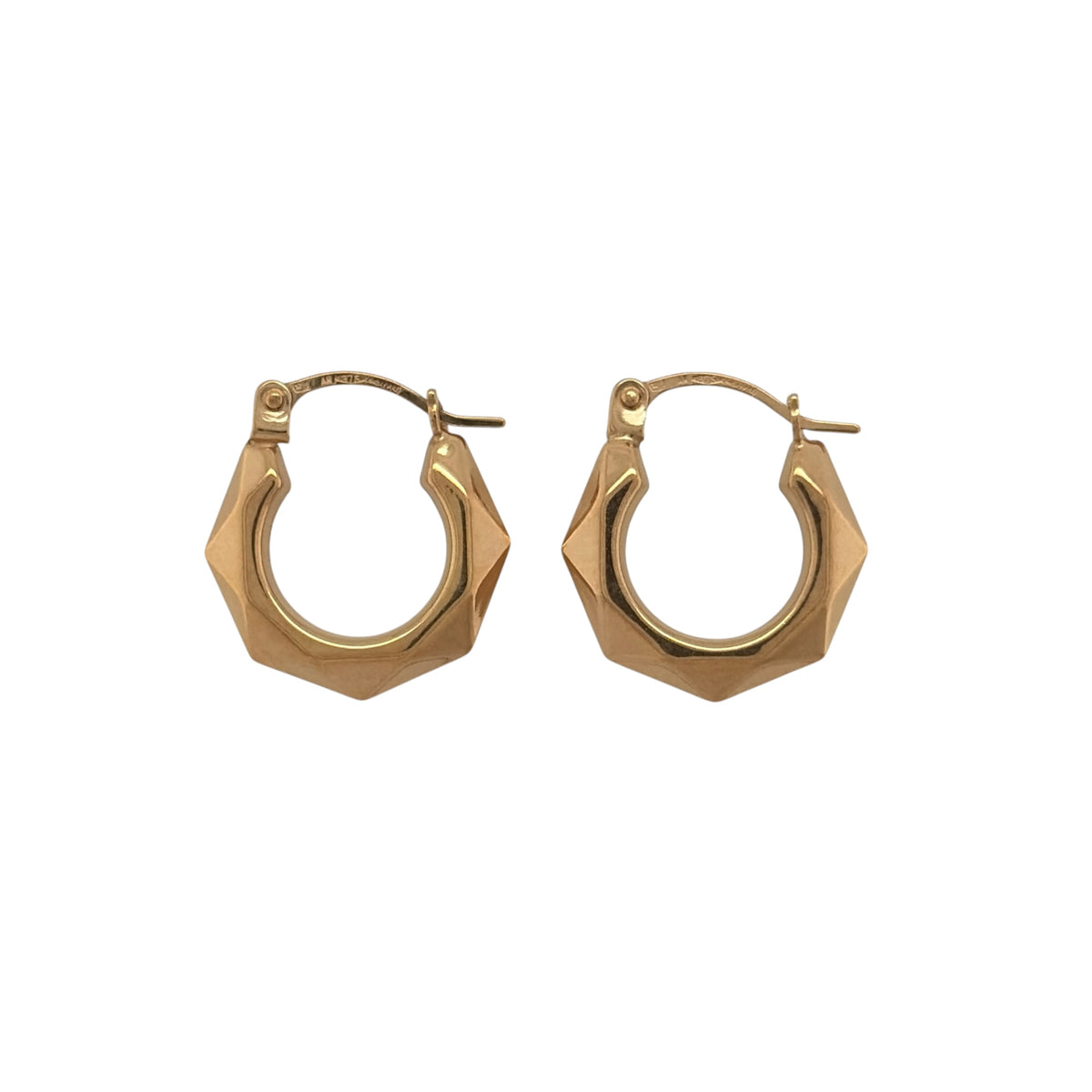 9ct Gold Hexagon Style Hoop Creole Earrings