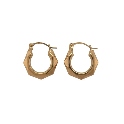 9ct Gold Hexagon Style Hoop Creole Earrings