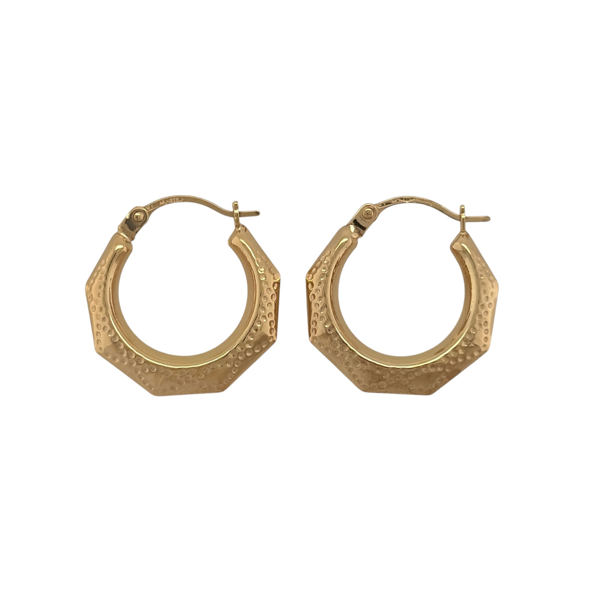 9ct Gold Victorian Style Patterned Creole Earrings