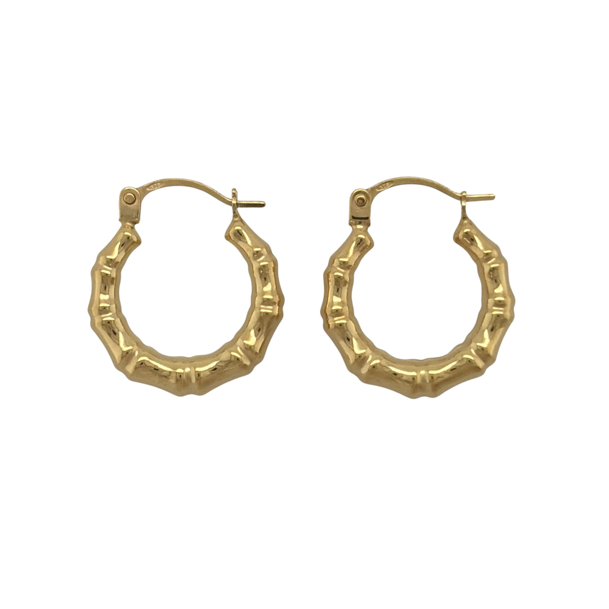 9ct Gold Bamboo Hoop Creole Earrings