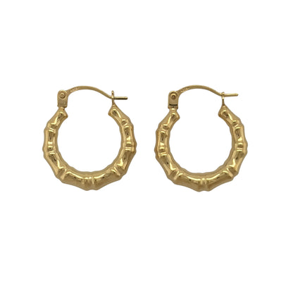9ct Gold Bamboo Hoop Creole Earrings