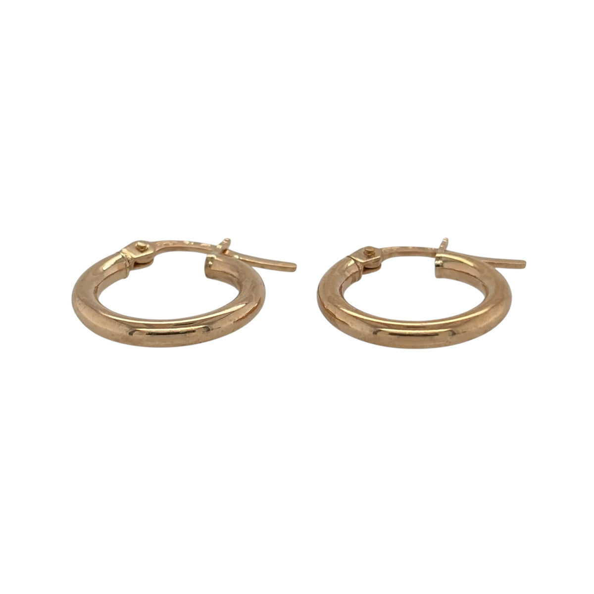 New 9ct Yellow Gold Plain Hoop Creole Earrings with the weight 0.90 grams and approx 1.3cm diameter