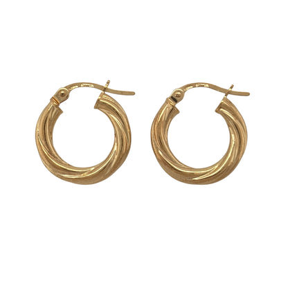 9ct Gold Twisted Hoop Creole Earrings