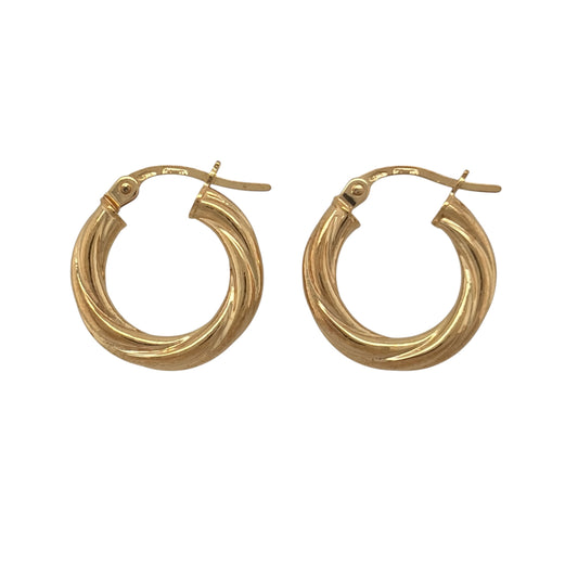 9ct Gold Twisted Hoop Creole Earrings
