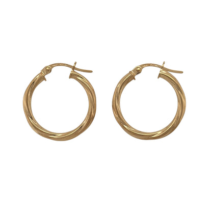 9ct Gold Twisted Hoop Creole Earrings