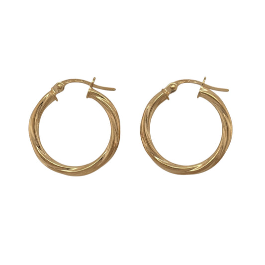 9ct Gold Twisted Hoop Creole Earrings