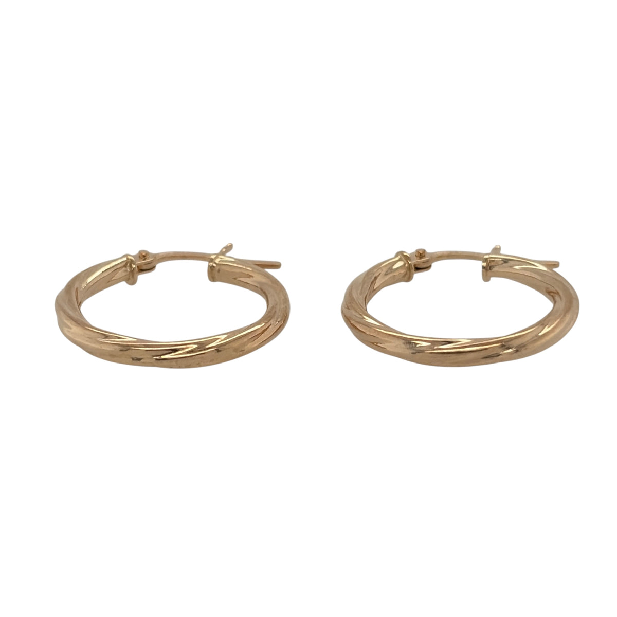 New 9ct Yellow Gold Twisted Hoop Creole Earrings with the weight 0.80 grams and approx 1.8cm diameter